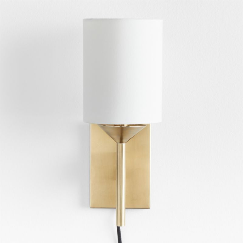 Lyre Burnished Brass Single-Light Torch Plug In Wall Sconce + Reviews | Crate & Barrel | Crate & Barrel