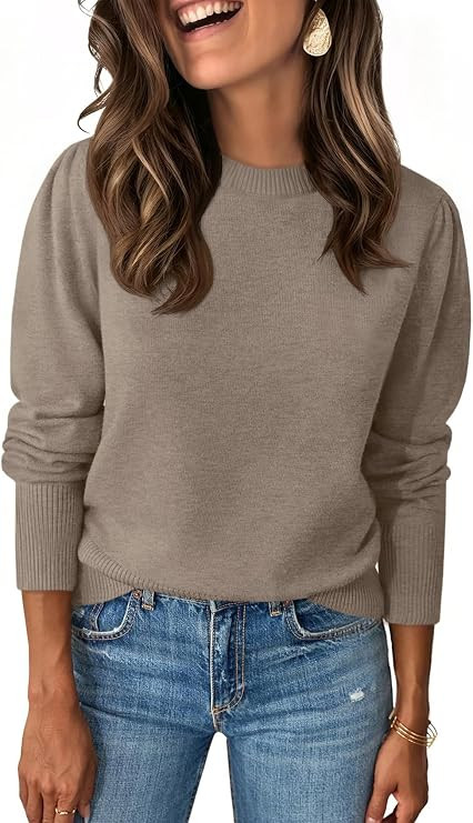Womens Long Sleeve Sweaters Fall Classic Business Casual Basic Knit Tops | Amazon (US)