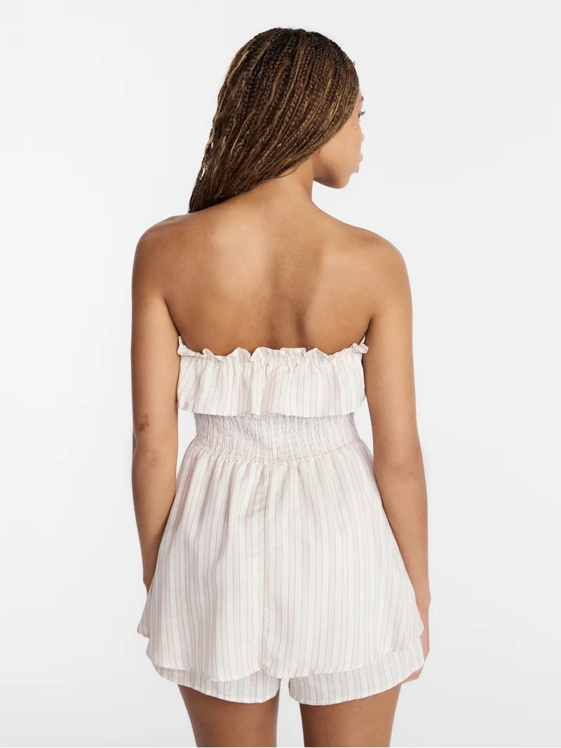 No Boundaries Strapless Ruffle Romper, Women's XXS-XXL | Walmart (US)