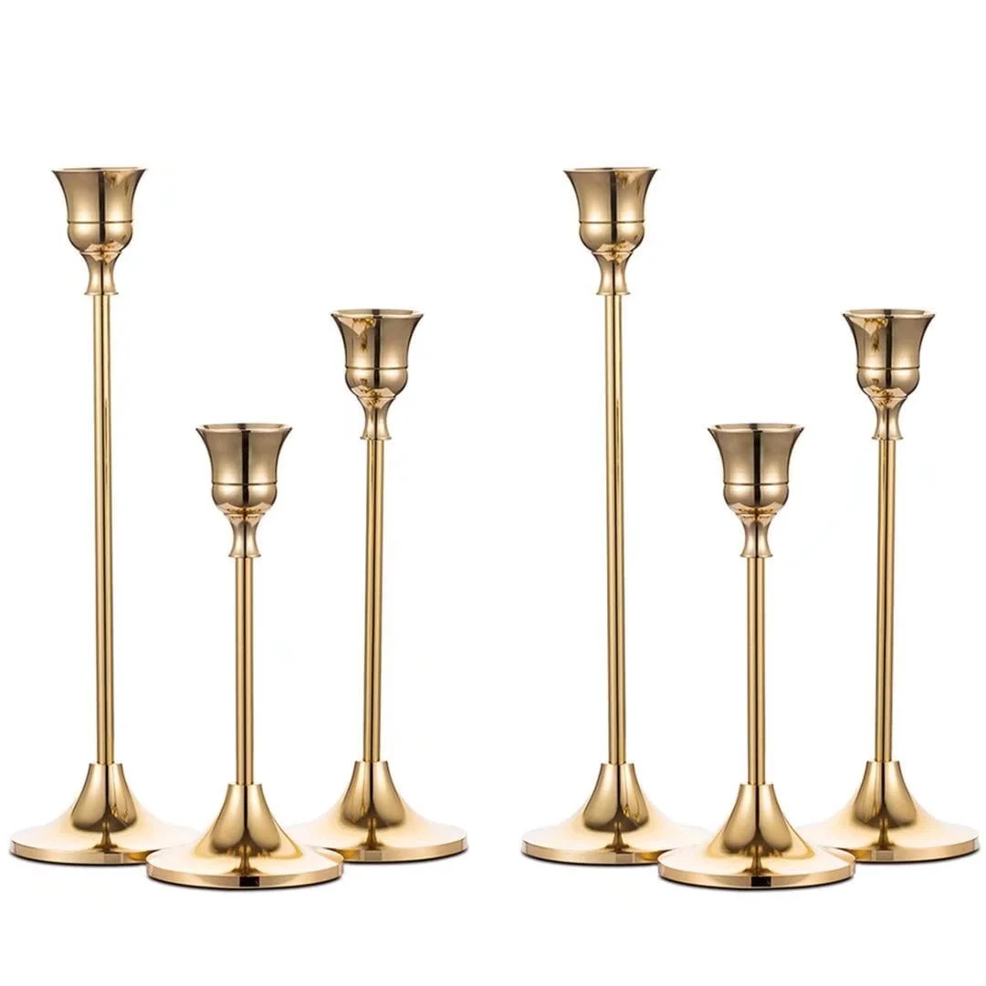 Nuptio Taper Candle Holders In Bulk  Brass Gold Candlestick Holders Wedding Table Centerpiece Dec... | Walmart (US)