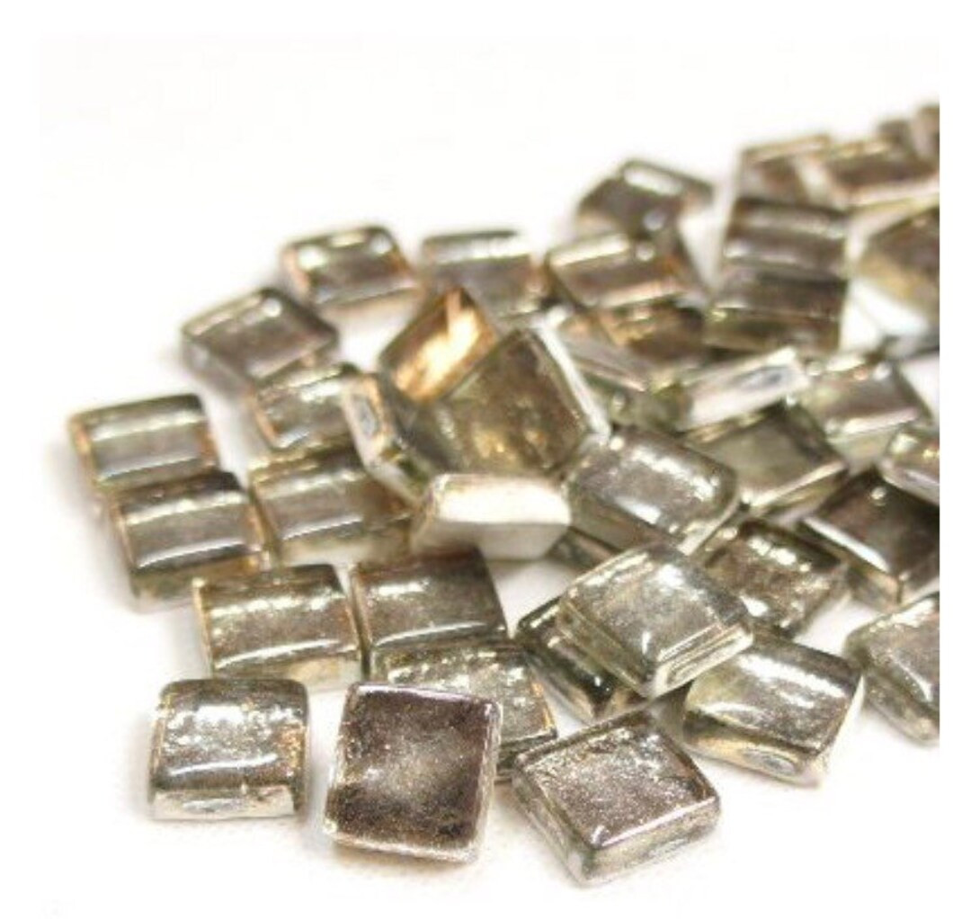 Mosaic Tiles 12mm Hand Made Antique Silver Luminescent Metallic Glass Mosaic Tiles (25pc) /Mosaic... | Etsy (US)