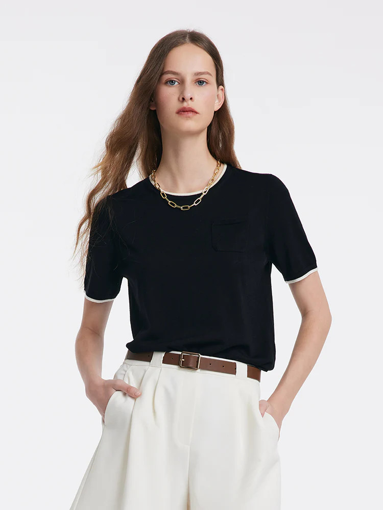 Pure Wool Short-Sleeved Pullover | GOELIA
