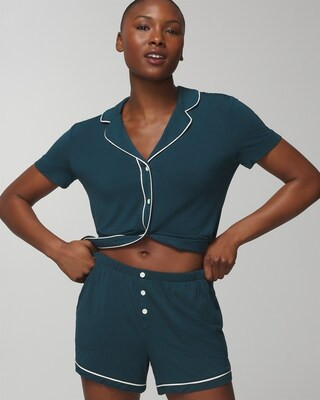 Solid Piped Pajama Shorts | SOMA