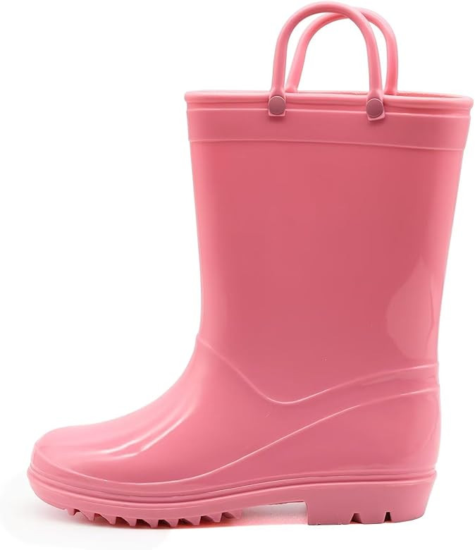 EUXTERPA Toddler Kids Rain Boots for Girls Boys Waterproof Solid Color Rain Shoes with Easy On Ha... | Amazon (US)