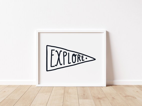 Explore Print / Explorer Pennant Flag Wall Art for Kids Bedroom  / Scandinavian Modern Toddler Ki... | Etsy (US)