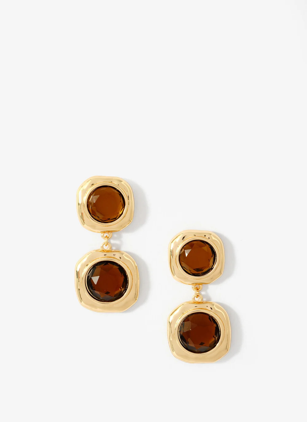 Gold Tone Brown Resin Drop Earrings | Mint Velvet
