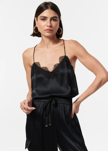Racer Charmeuse Cami Black | CAMI NYC