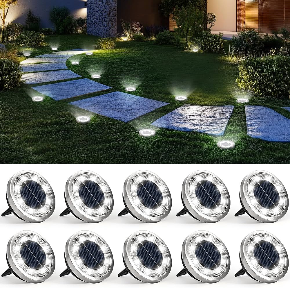 SOLPEX 10 Pack Solar Ground Lights Outdoor Waterproof, Solar Powered Pathway Lights, Landscape Li... | Amazon (US)