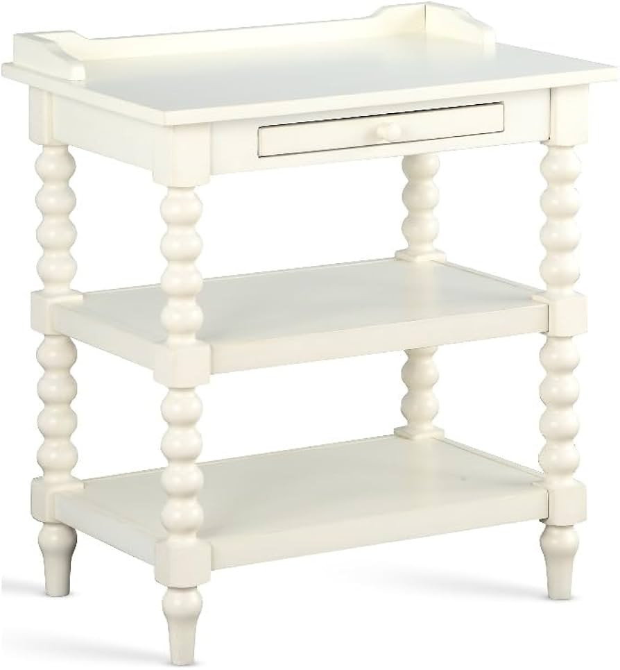 Comfort Pointe Averly Antique White Wood Turned Leg Storage Nightstand | Amazon (US)