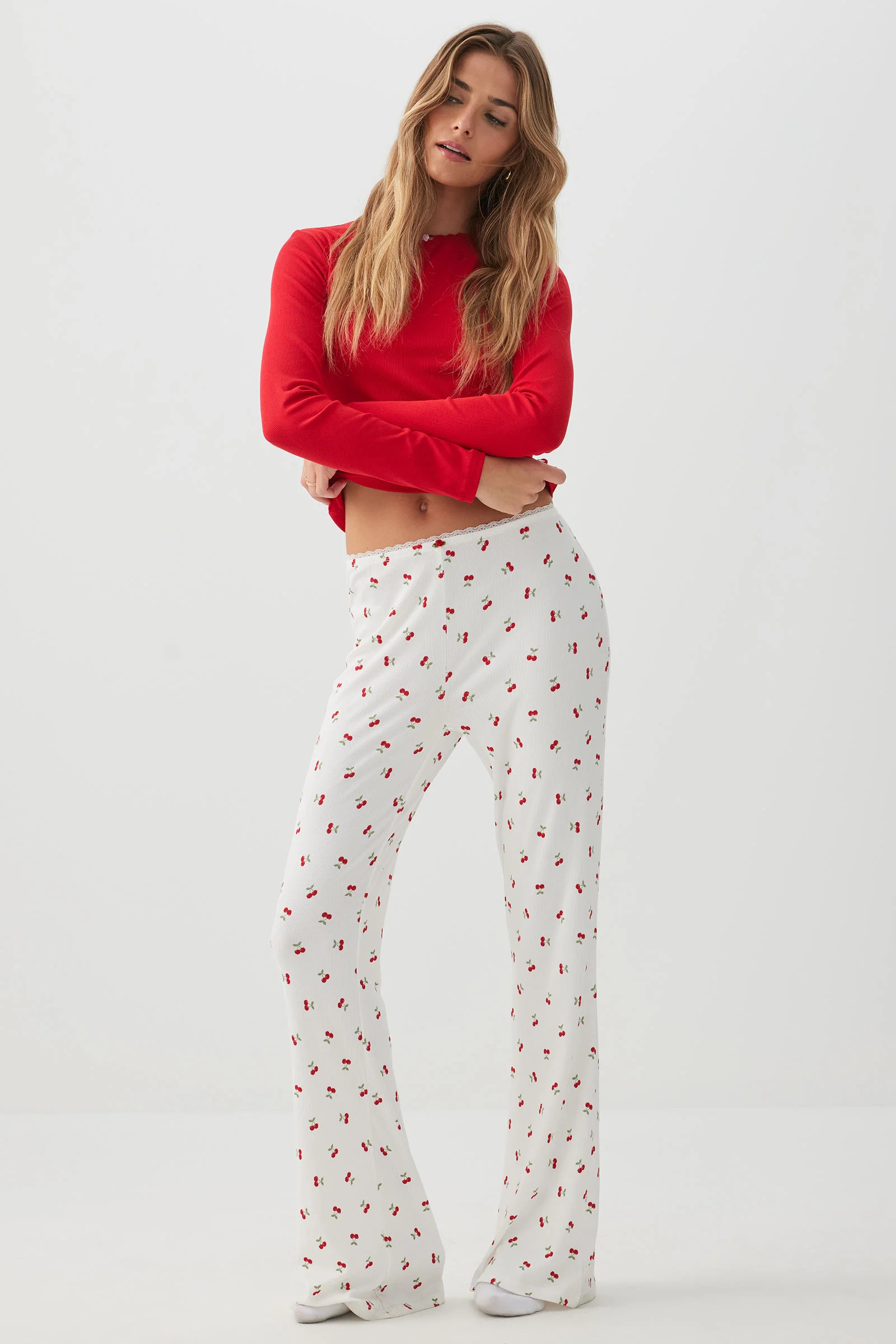 HUSHKNIT Rib Flare PJ Pants | Ardene