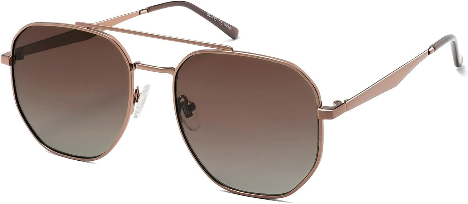 SOJOS Classic Square Aviator Sunglasses for Women Men Retro Hexagon UV400 Protection Shades SJ1222 | Amazon (US)