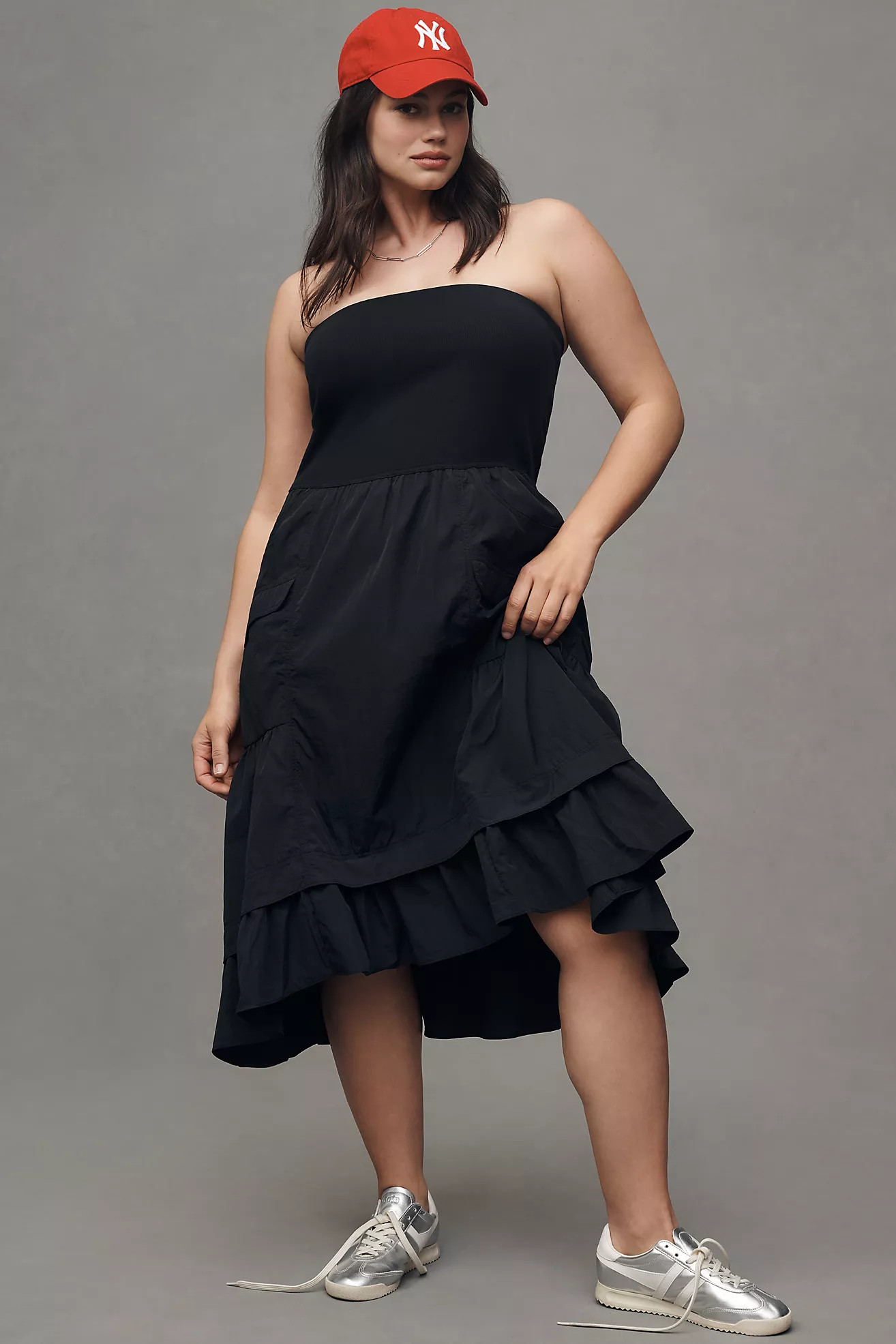 Daily Practice Strapless Drop-Waist Tiered Dress | Anthropologie (US)