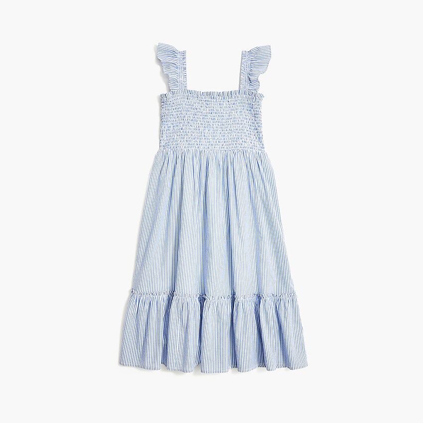Factory: Girls' Striped Ruffle-sleeve Tiered Dress For Girls | J.Crew Factory