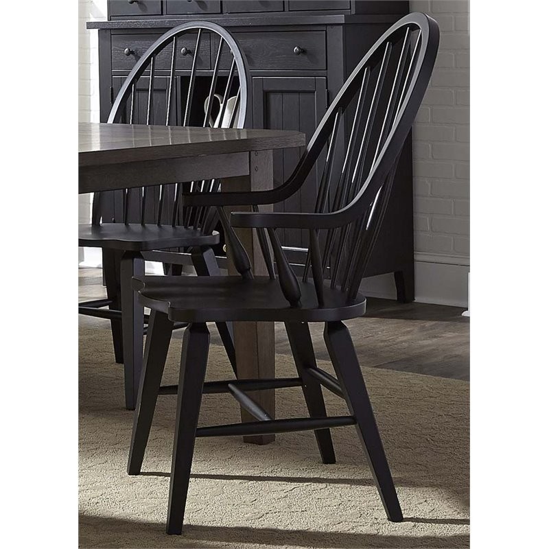 Liberty Furniture Hearthstone Windsor Back Dining Arm Chair in Black | Cymax Stores