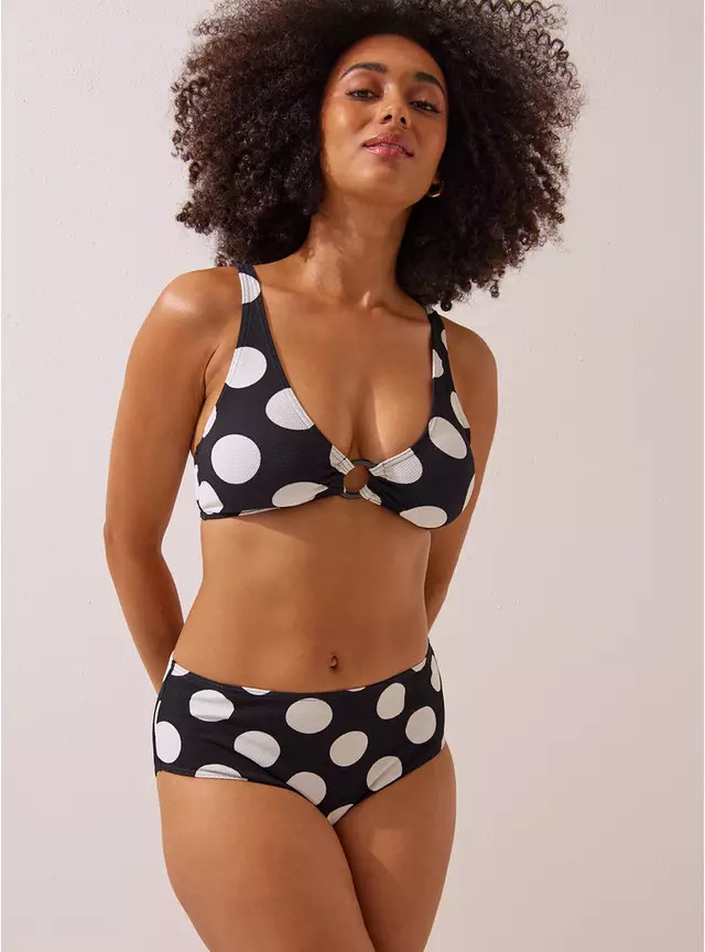 Ring Detail Polka Dot Printed Bikini Top 8 | Tu Clothing