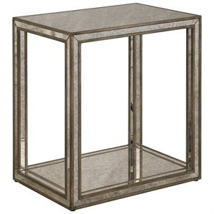 Bowery Hill Contemporary Mirrored End Table in Antique Gold | Cymax