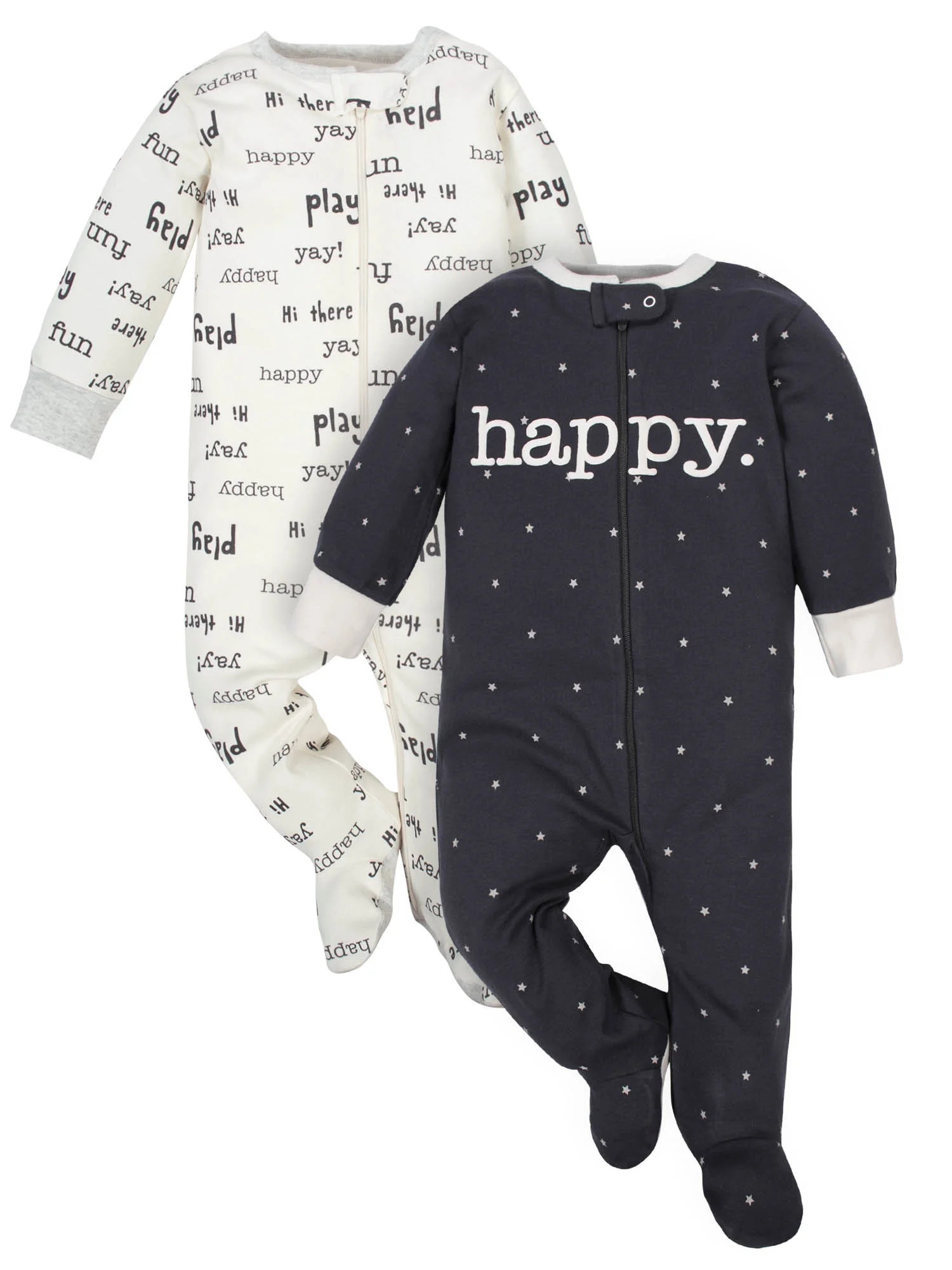 Wonder Nation Baby Boy or Girl Gender Neutral Pajamas Zip Front Sleep 'N Play, 2-Pack | Walmart (US)