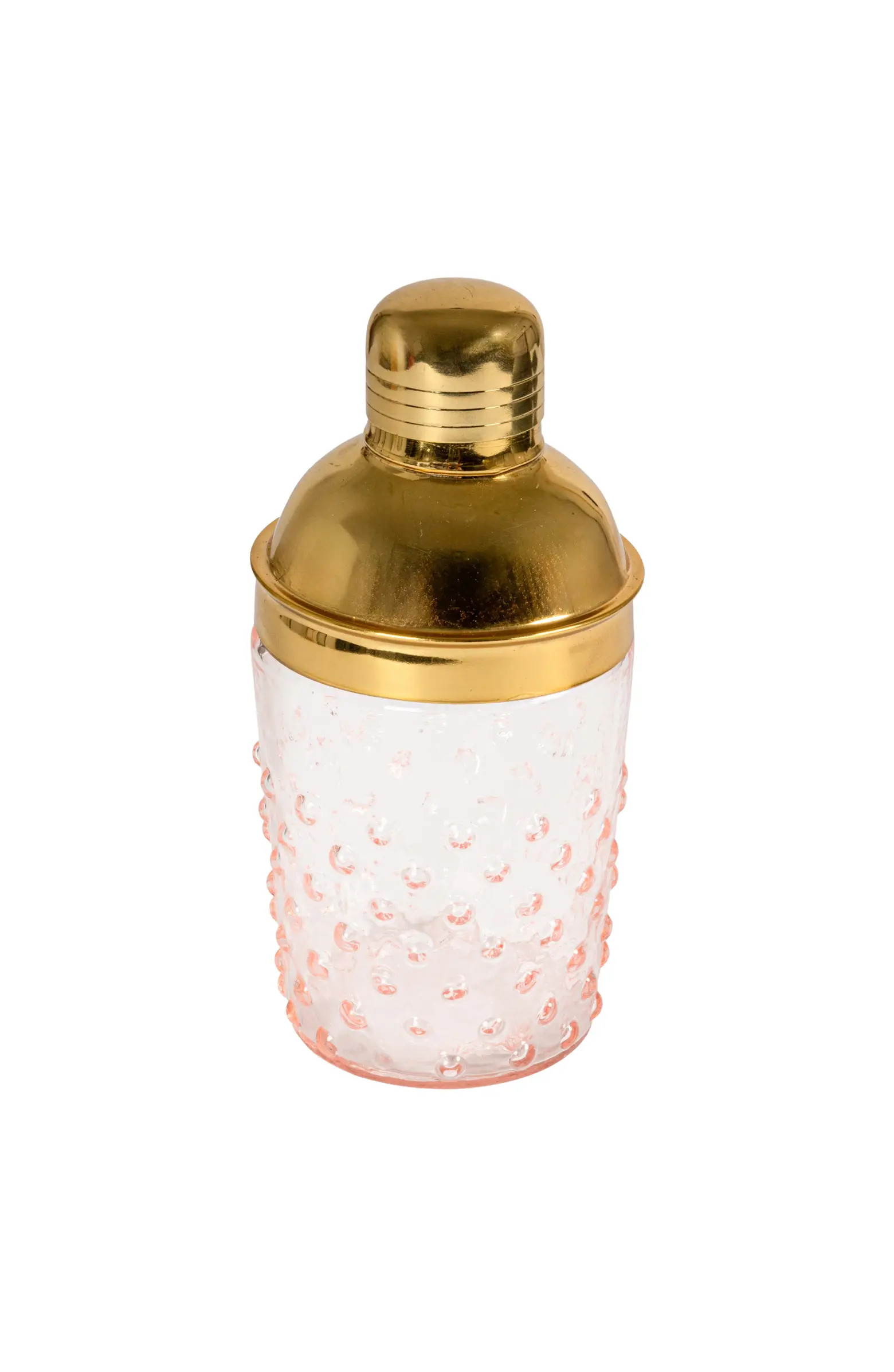 Hand-Blown Glass and Stainless Steel Hobnail Cocktail Shaker, Pink and Gold | Nordstrom