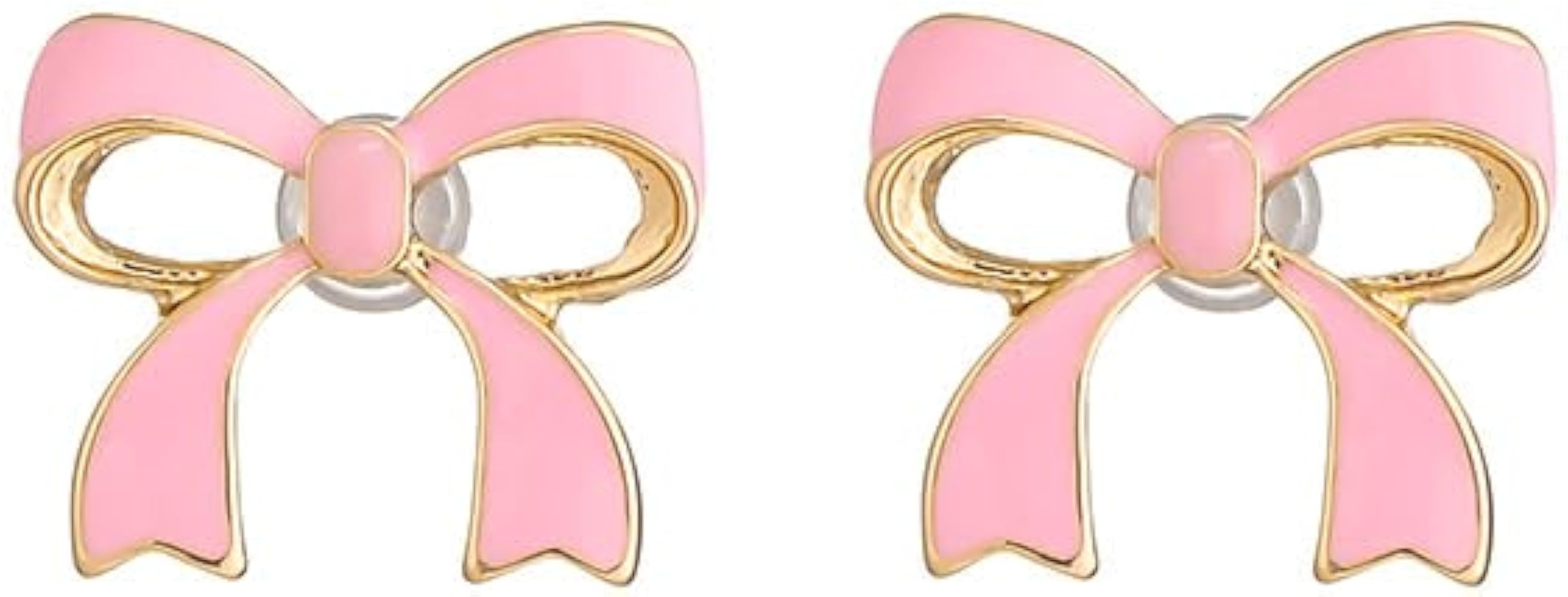 Christmas Candy Earrings for Women Cute Heart Red Pink Enamel Candy Cane Color Bow Stud Statement... | Amazon (US)