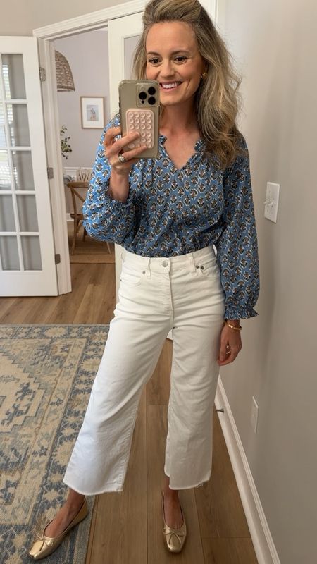 Todays outfit! Both my top and jeans are from last year so I’m linking this years versions! I will always love a printed top tucked into denim! 

#LTKSeasonal #LTKstyletip #LTKfindsunder50