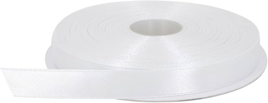 Stuffvisor Satin White Ribbon - 1/2 inch x 50 Yards, Double Face Solid Color Ribbon Roll, 100% Po... | Amazon (US)