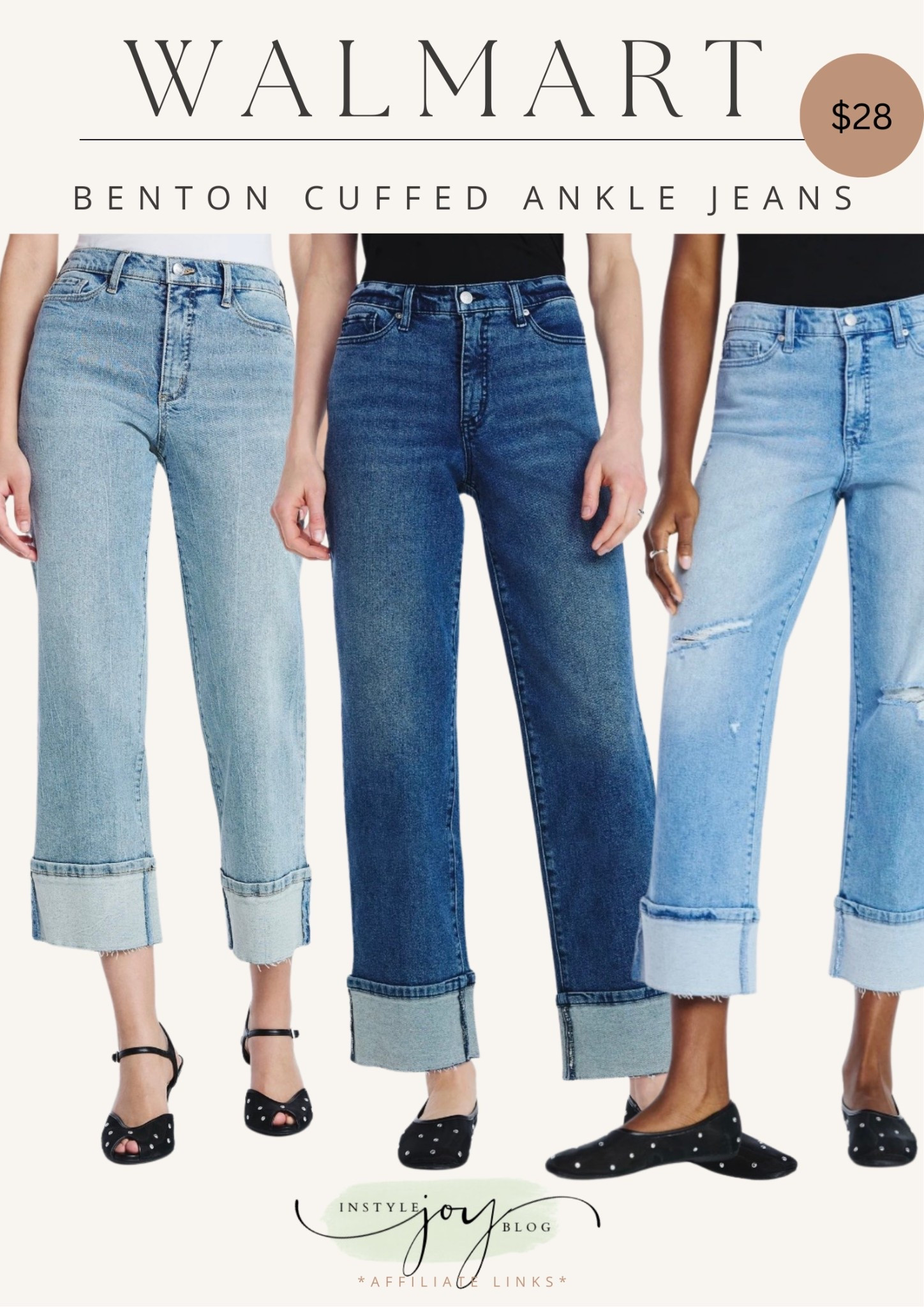 Walmart Scoop Women's and Women's Plus Benton Cuffed Ankle Jeans, 25", 27", and 29" Inseams, Sizes 0-26W

#LTKSeasonal #LTKWorkwear #LTKootd