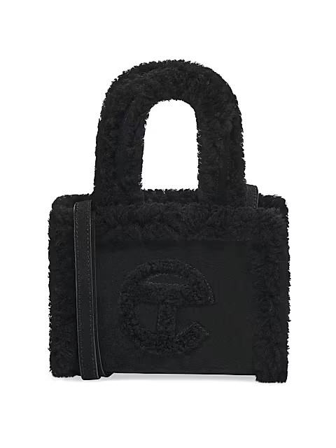 Small Shearling-Trim Suede Shopper | Saks Fifth Avenue