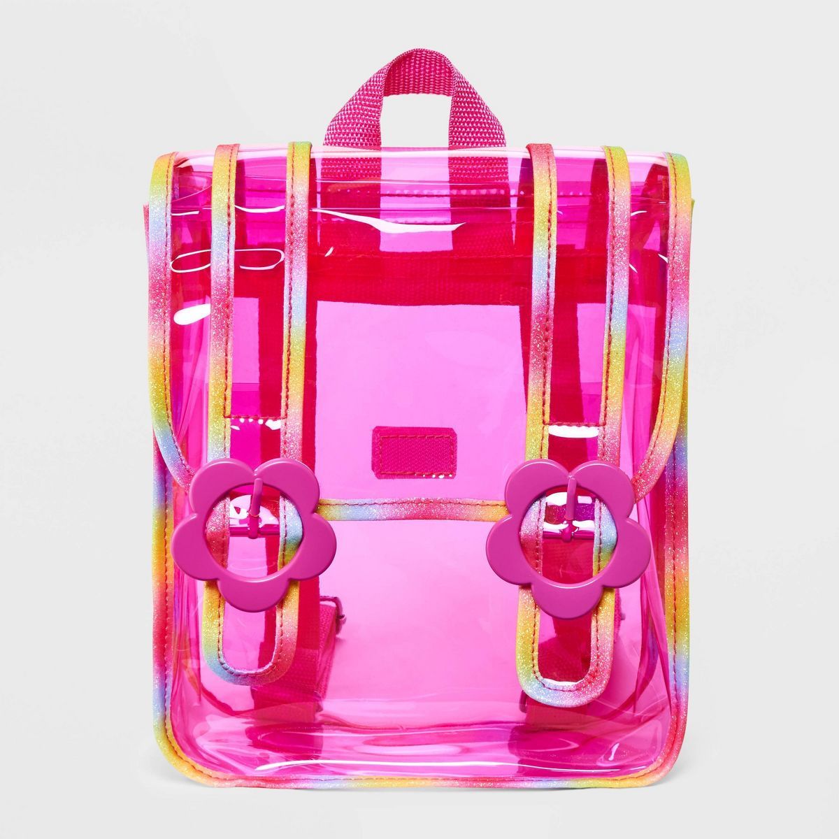 Kids' 11" Rainbow Jelly Clear Mini Backpack with Flower Buckles - Cat & Jack™ Pink | Target