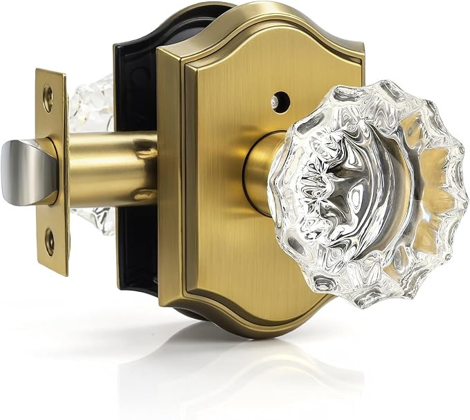KNOBWELL Glass Door Knobs Interior, Vintage Privacy Crystal Door Knobs for Bedroom &Bathroom, Ant... | Amazon (US)