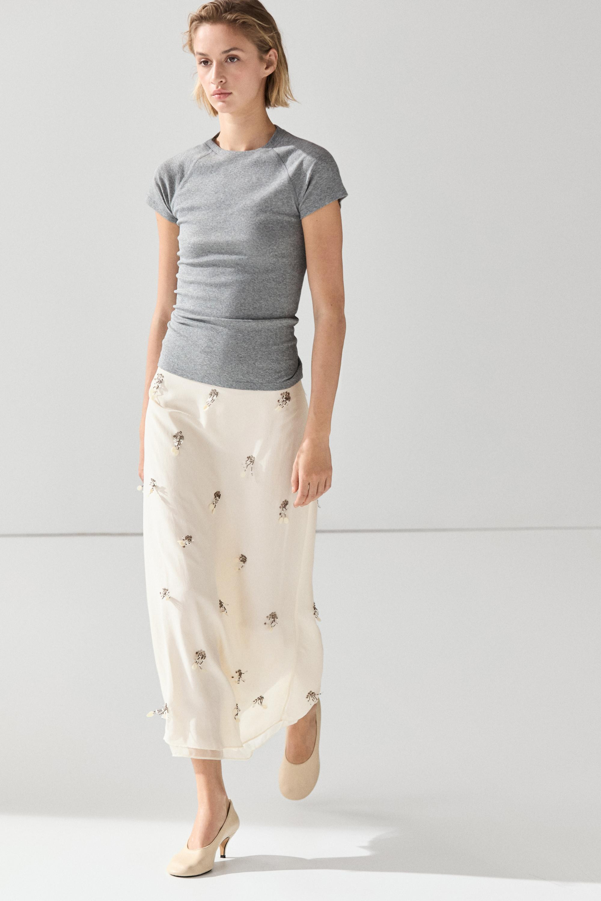 Midi skirt with beading | Massimo Dutti UK