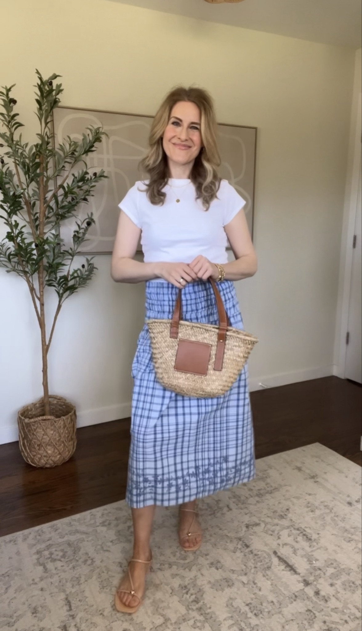 Walmart cotton midi skirt with smocked waist and embroidery along the hem. Love the colors and fabric, great little skirt for everyday, vacation, church, spring parties and summer! #walmartfashion 

#LTKOver40