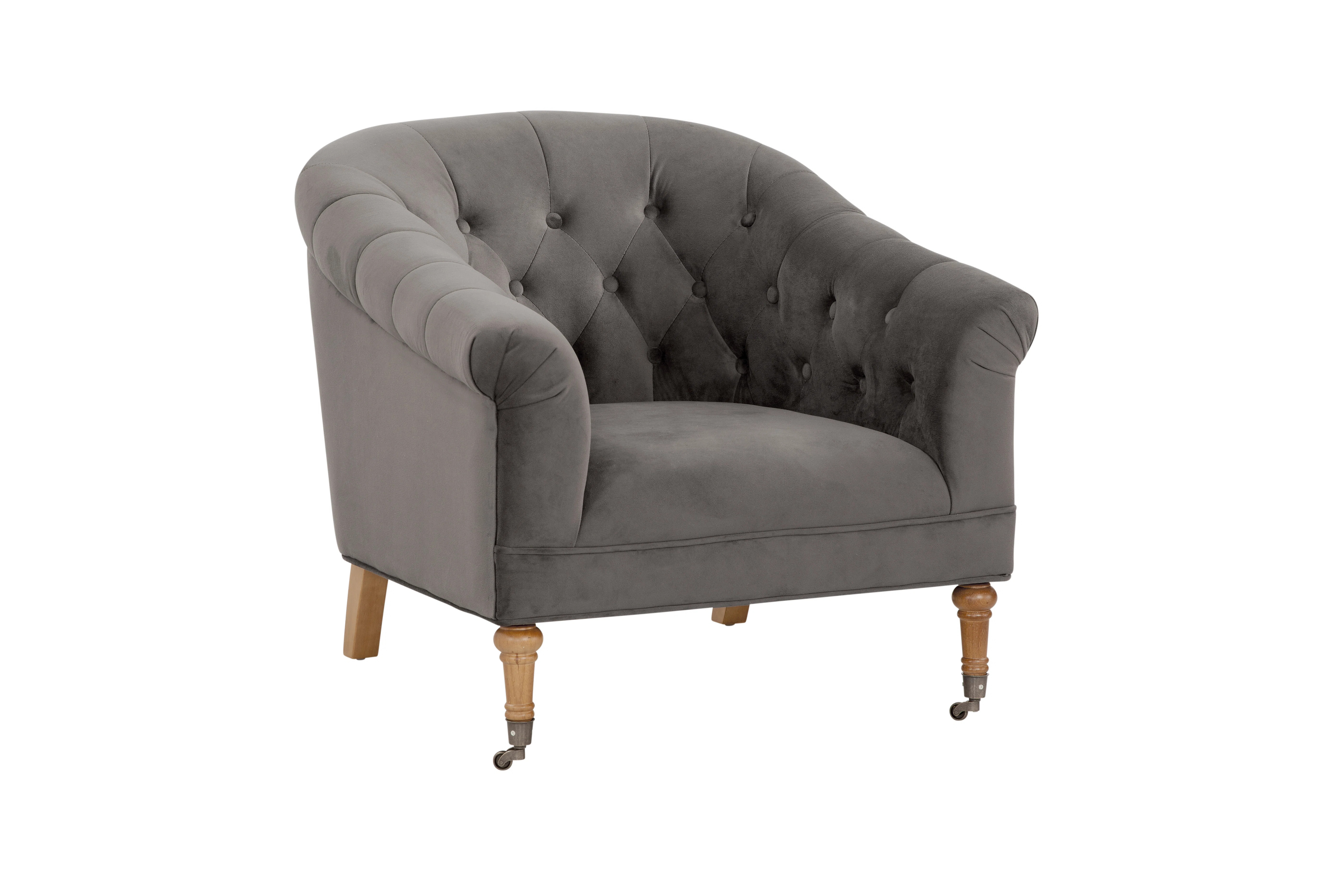 Maxeys Velvet Diamond Button Tufted Club Chair with Casters | Wayfair North America