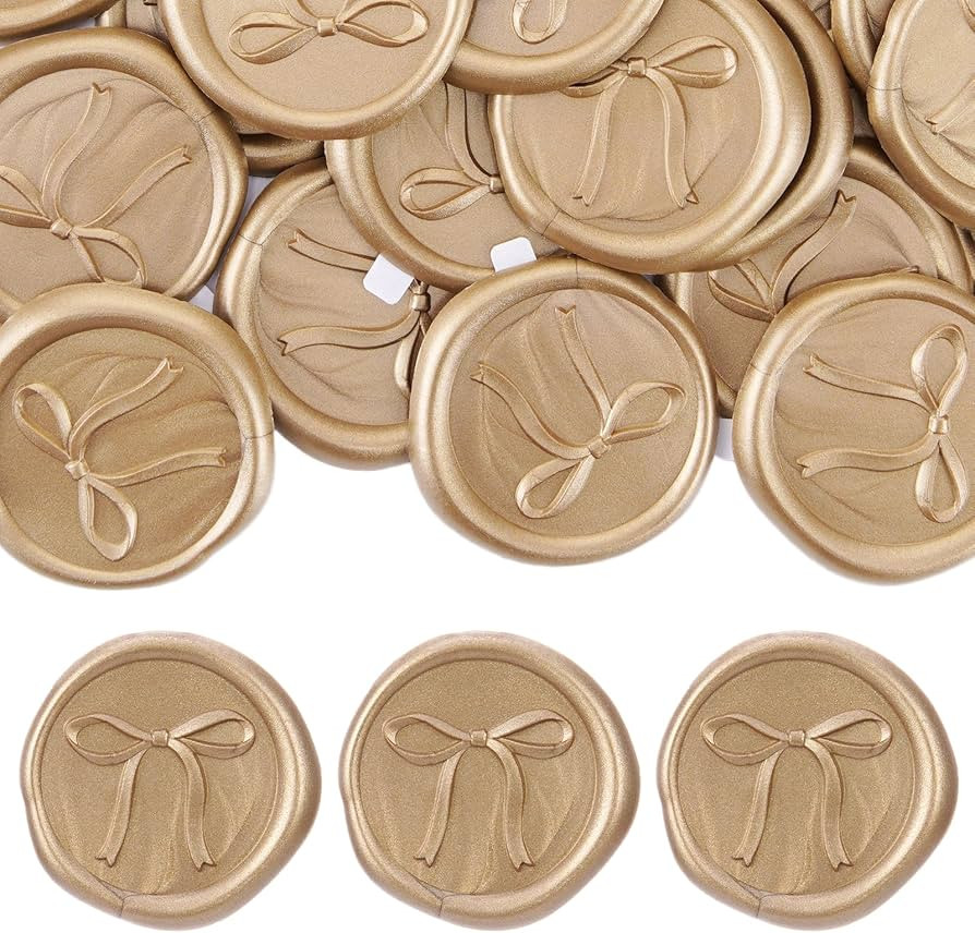 Gold Bow Wax Seal Stickers - 50 Pcs Antique Self-Adhesive Wax Stamp Stickers for Wedding Invitati... | Amazon (US)