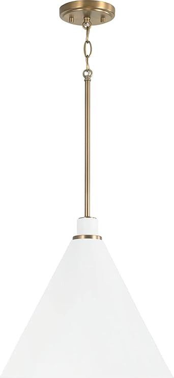 Capital Lighting 350112AW Bradley Modern Metal Cone Pendant Ceiling Light Fixture, 1-Light 100 Wa... | Amazon (US)