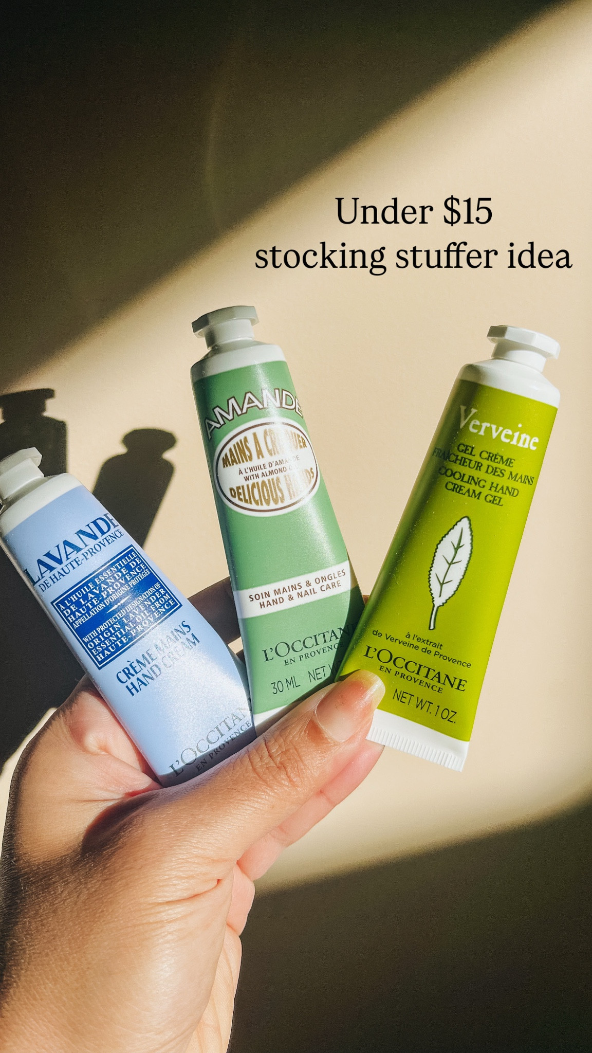 Stocking stuffers
Hand creams
L’occitane
Gifts under $20


#LTKHoliday #LTKBeauty #LTKGiftGuide