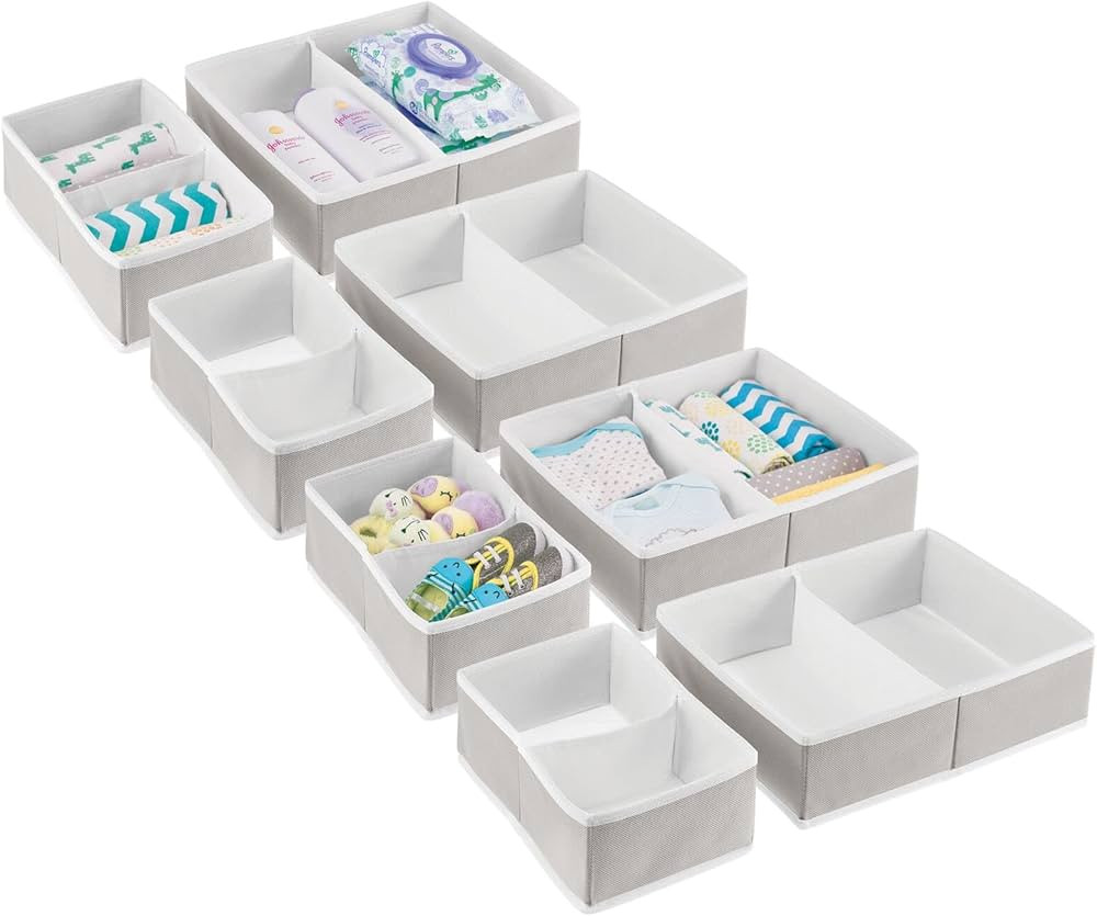 mDesign Fabric Drawer Organizer Bins, Kids/Baby Nursery Dresser, Closet, Shelf, Playroom Organiza... | Amazon (US)