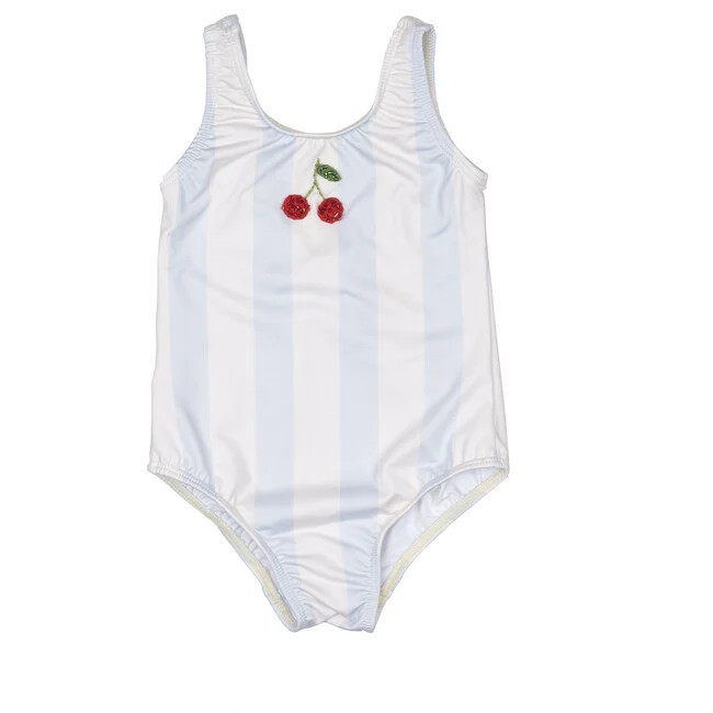 Wild Wawa | Cherry Kids Swimsuit, (Blue Stripe, Size 5-6Y) | Maisonette | Maisonette
