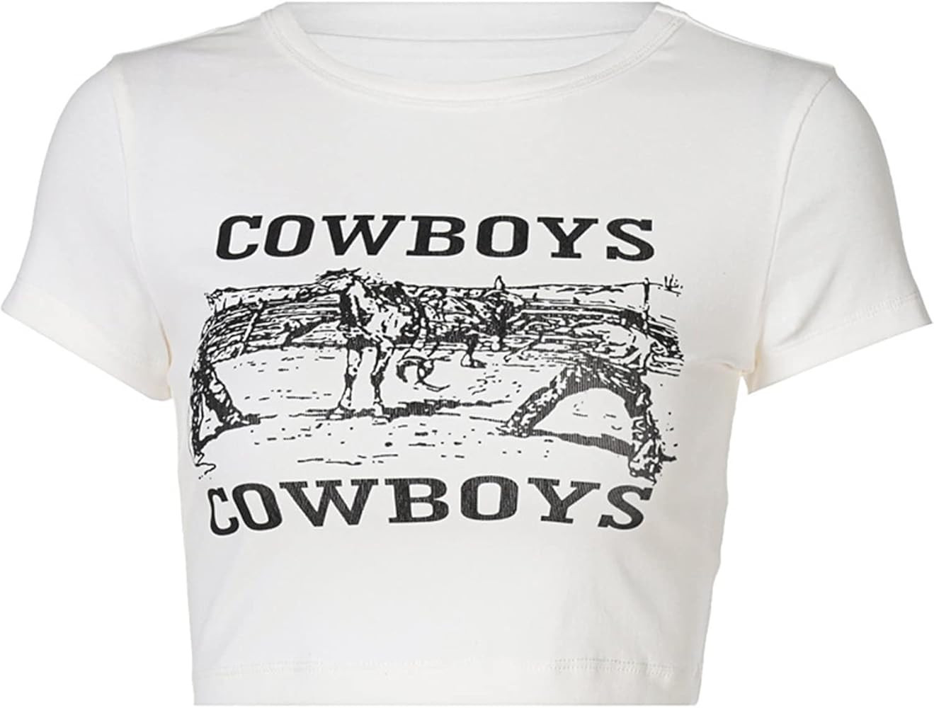 Avanova Women's Letter Print Tee Short Sleeve Round Neck Slim Fit Crop Top T Shirt | Amazon (US)