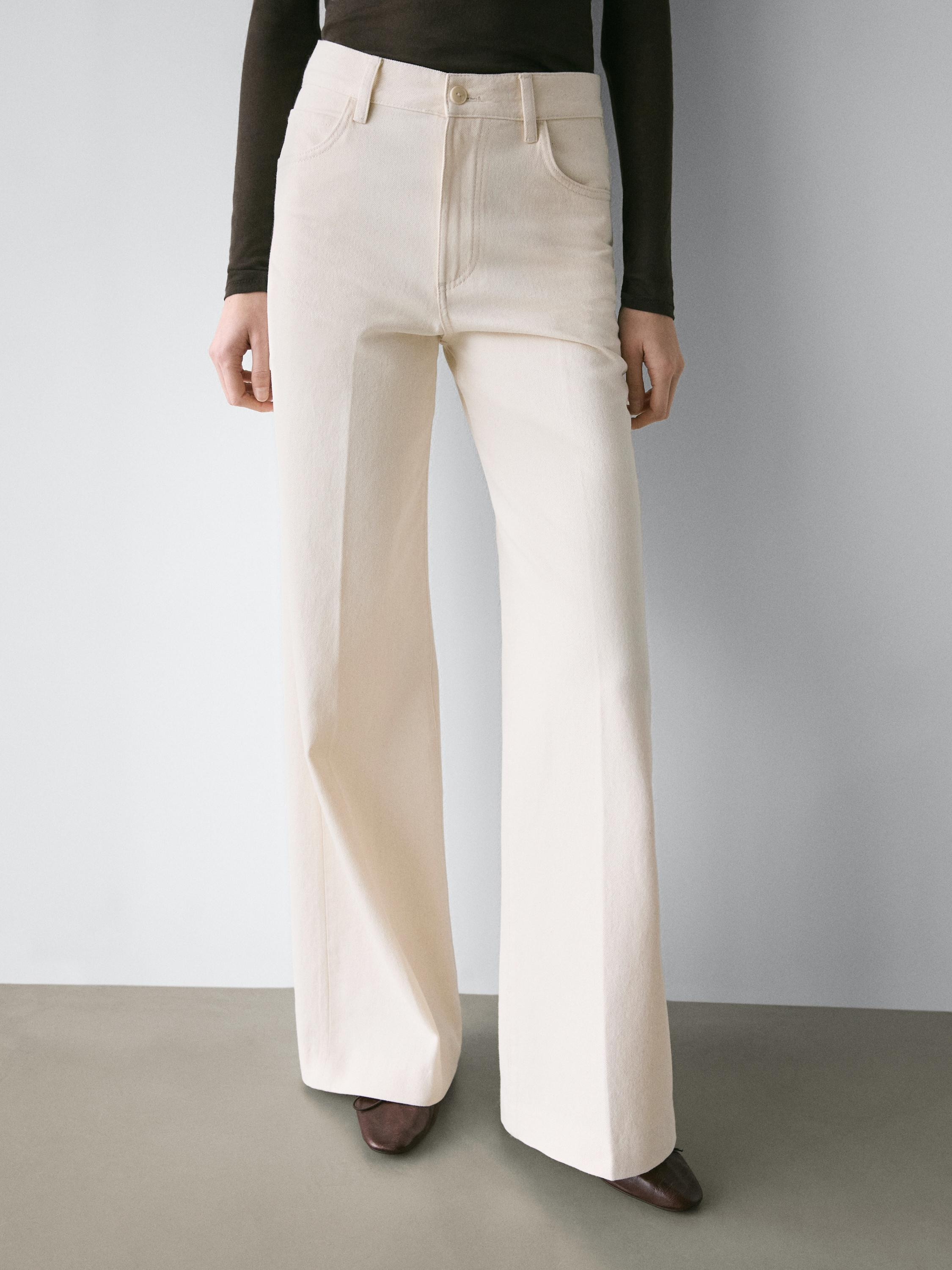 High-waist palazzo jeans | Massimo Dutti UK