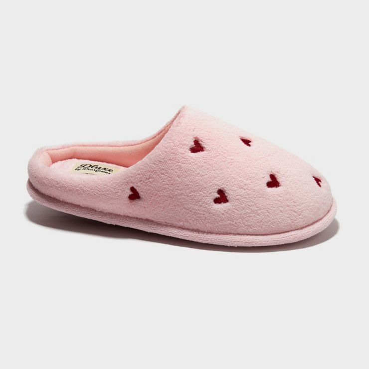 dluxe by dearfoams Women's Valentine's Day All over Hearts Slippers - Pink | Target