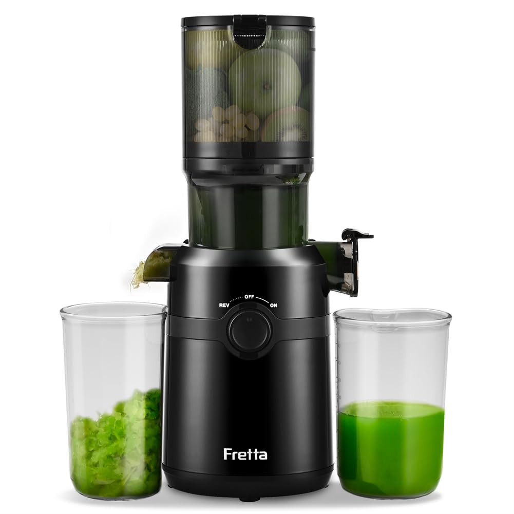 Juicer Machines,Fretta Cold Press Juicer with 4.25" Large Feed Chute,Fit Whole Fruits & Vegetable... | Amazon (US)