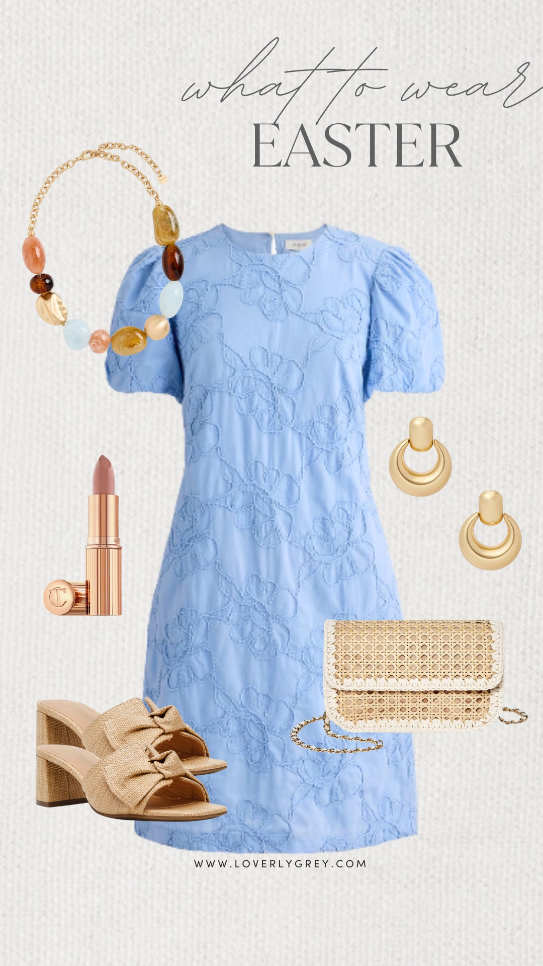 Loverly Grey, what to wear for Easter! I am loving the contrast of this gorgeous embroidered dress with the chunky colorful necklace. Paired with neutral accessories and a classic pink lip, it's Easter ready! Loverly Grey, what to wear, Easter 

 #LTKgrwm #LTKootd #LTKSeasonal