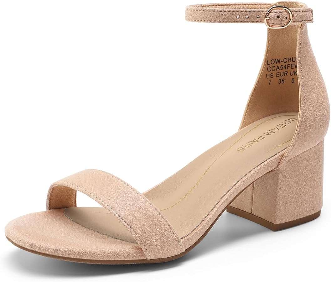 DREAM PAIRS Womens Low-Chunk Low Heel Pump Sandal | Amazon (US)