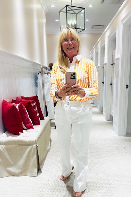 Stripped shirts are one of my “ go tos”. Adding these wider leg jeans add a stylish twist to the classic blouse.  Travel Outfit, Summer Outfit  

#LTKStyleTip #LTKOver40 #LTKTravel