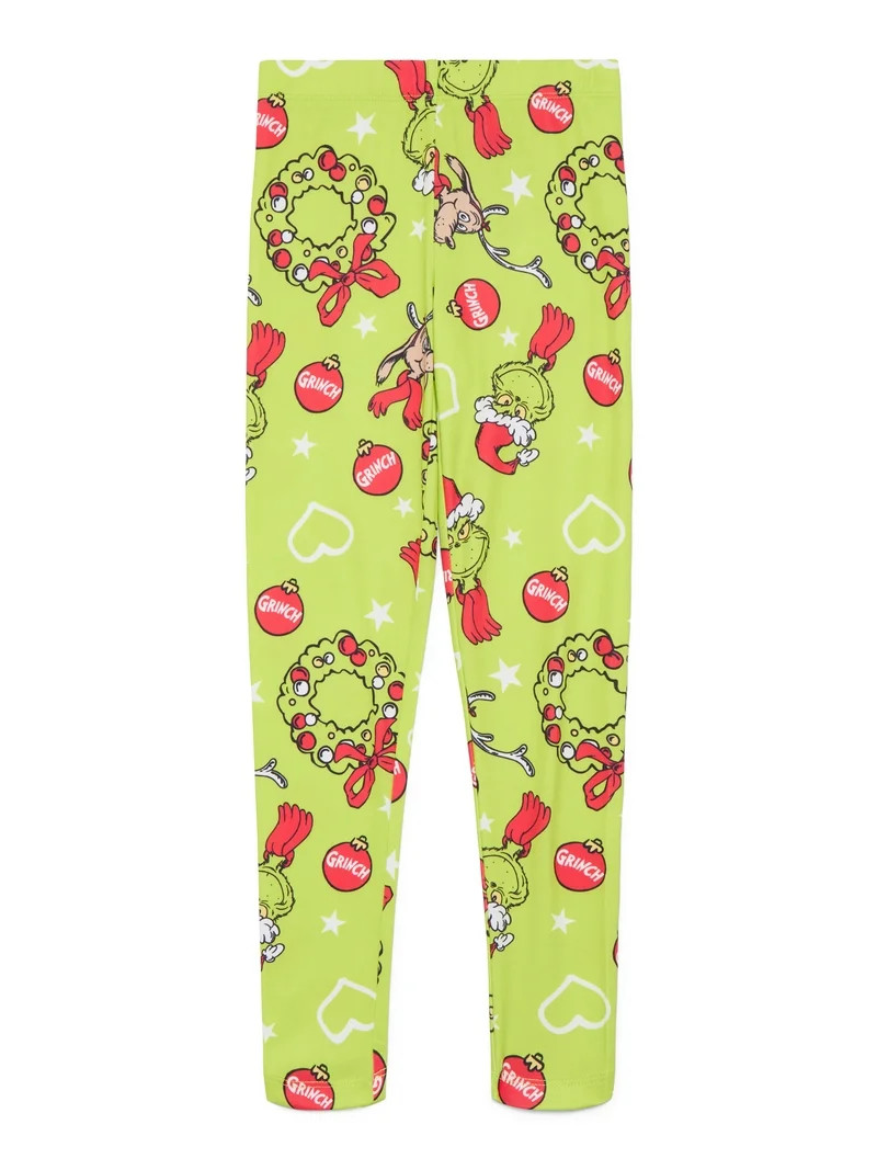 Dr. Seuss Grinch Girls' Christmas Print Leggings, Sizes XS-XL | Walmart (US)