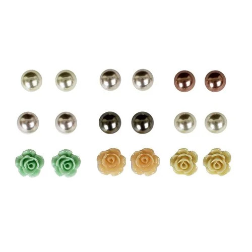 Essentials Multi Ear 9-on Rose Stud Ear | Walmart (US)