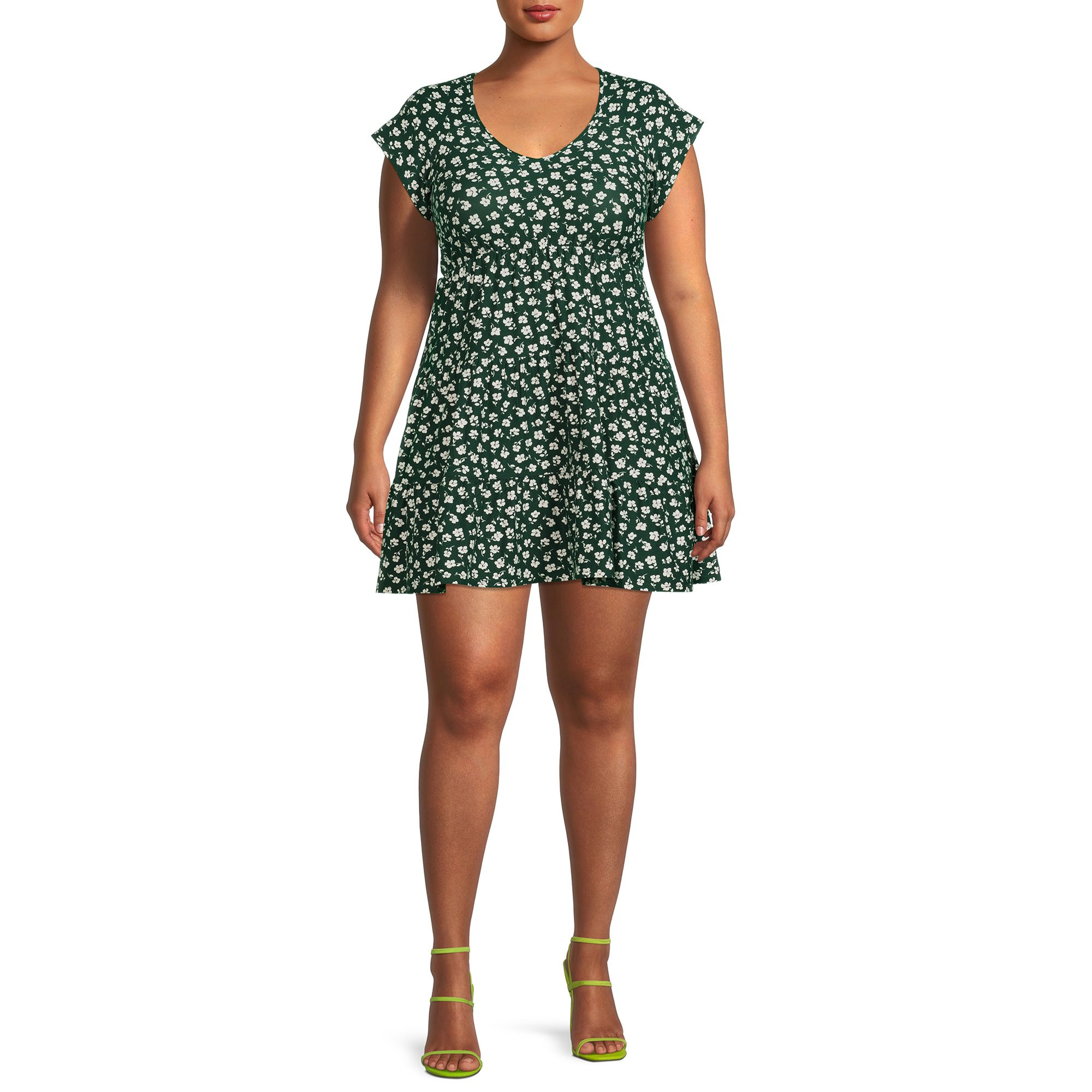 No Boundaries Juniors' Plus Size Tiered Babydoll Dress | Walmart (US)