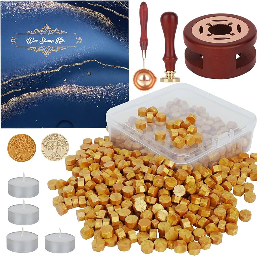 Yagugu Wax Seal Stamp Kit, 357Pcs Wax Sealing Sets with Wax Beads, Seal Stamp, Wax Seals Warmer, ... | Amazon (US)