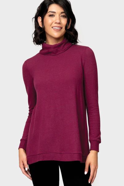 Cozy Knit Tunic with Asymmetrical Back Detail | Gibson