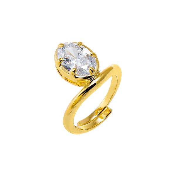 CZ Oval Bezel Adjustable Statement Ring | Adina Eden